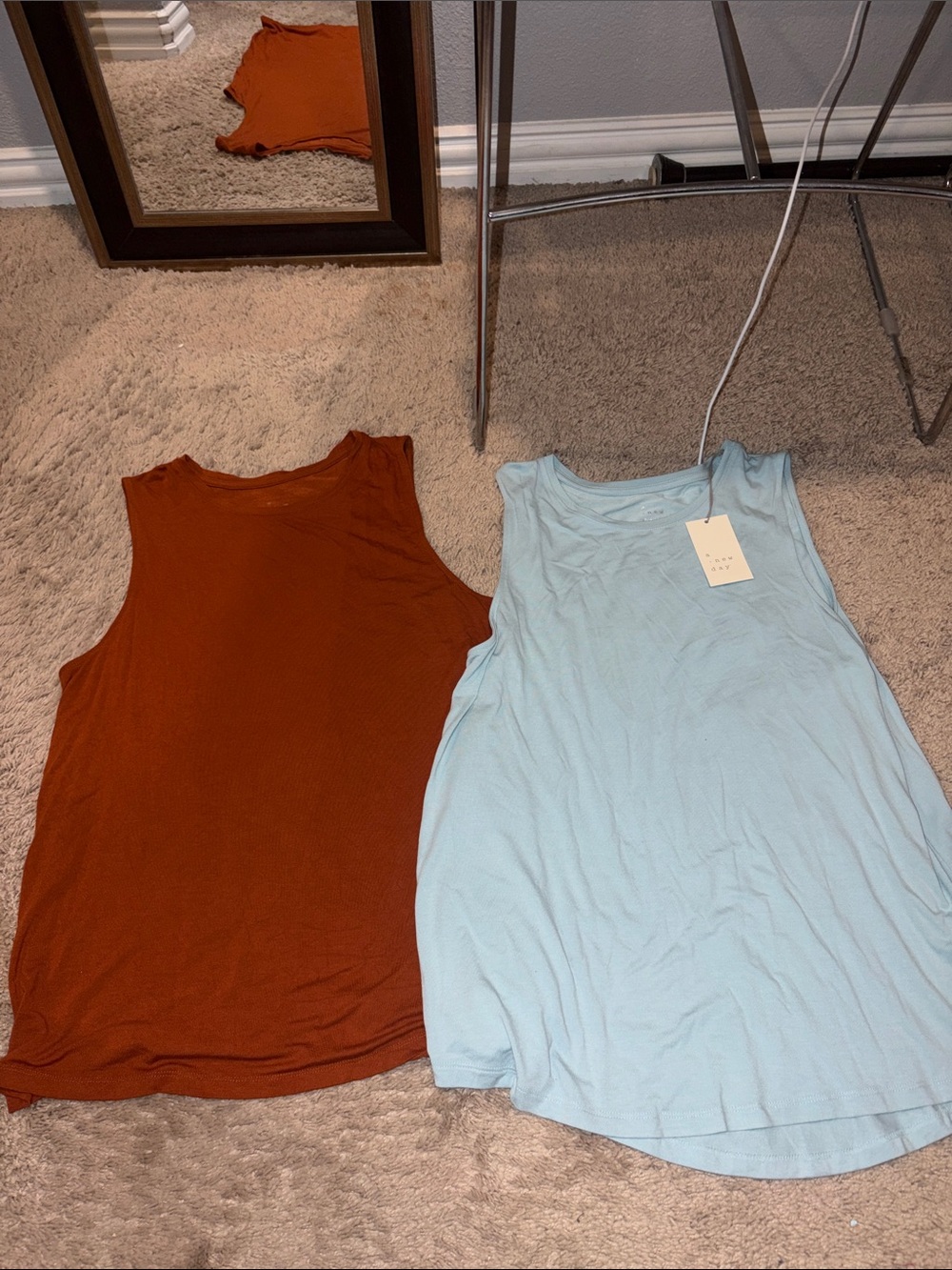 a new day Light Blue Muscle Tank & Rust Muscle Tee Duo